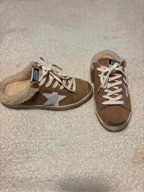 GGDB-Inspired Brown Suede Star mule Sneakers with Shearling Lining size 6-6.5